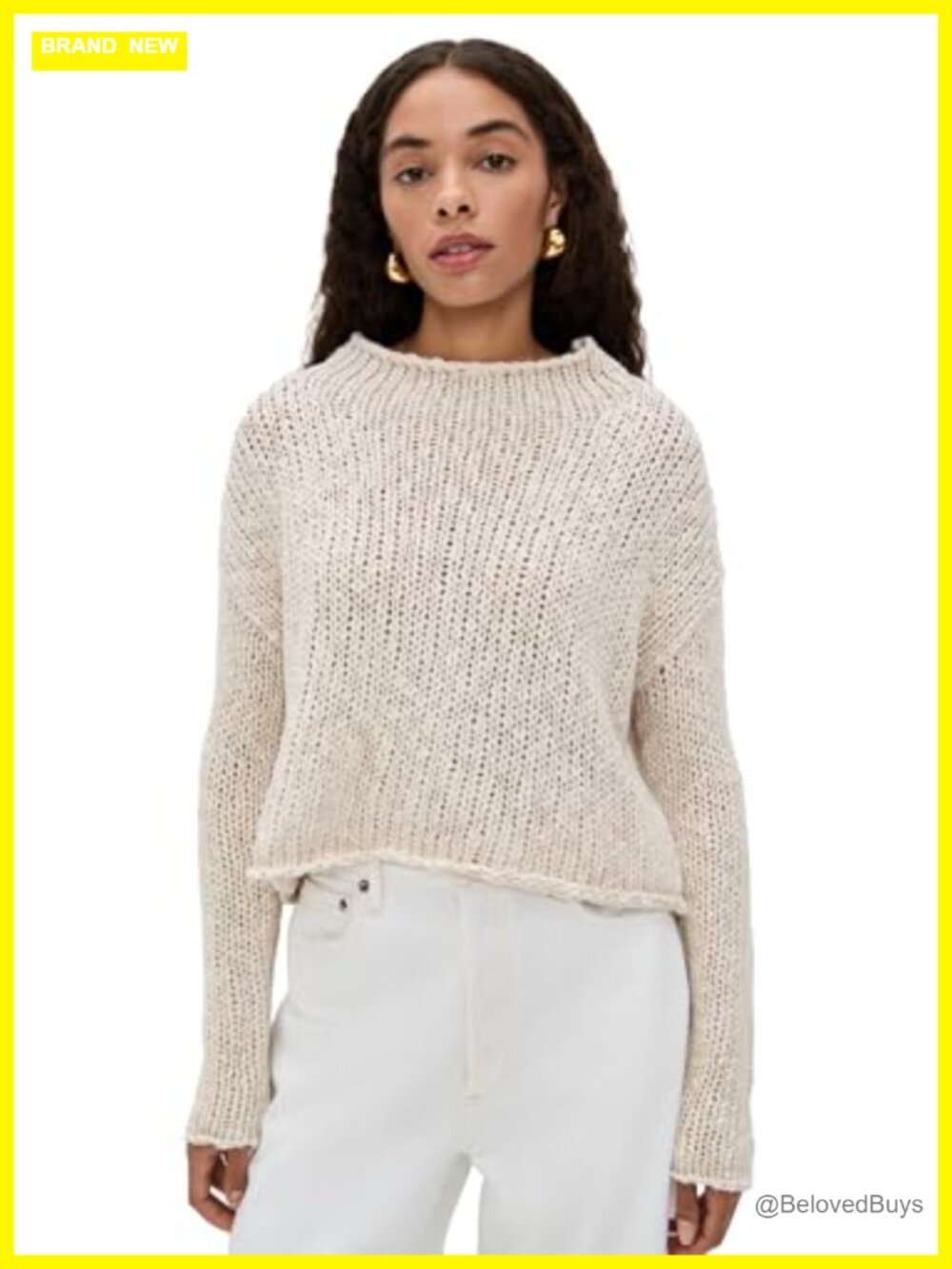 Chunky Cable Knit Mock Neck Pullover Sweater